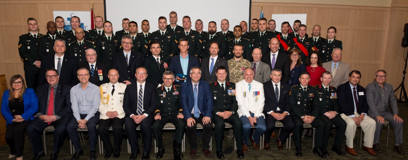 Members of the Canadian Armed Forces, veterans, diplomats and senior community leaders attending the Ukrainian War Veterans Association of Canada – Canadian Armed Forces Appreciation Evening held in Toronto on 1 Jun 2018. Photo by Stephen Parry.